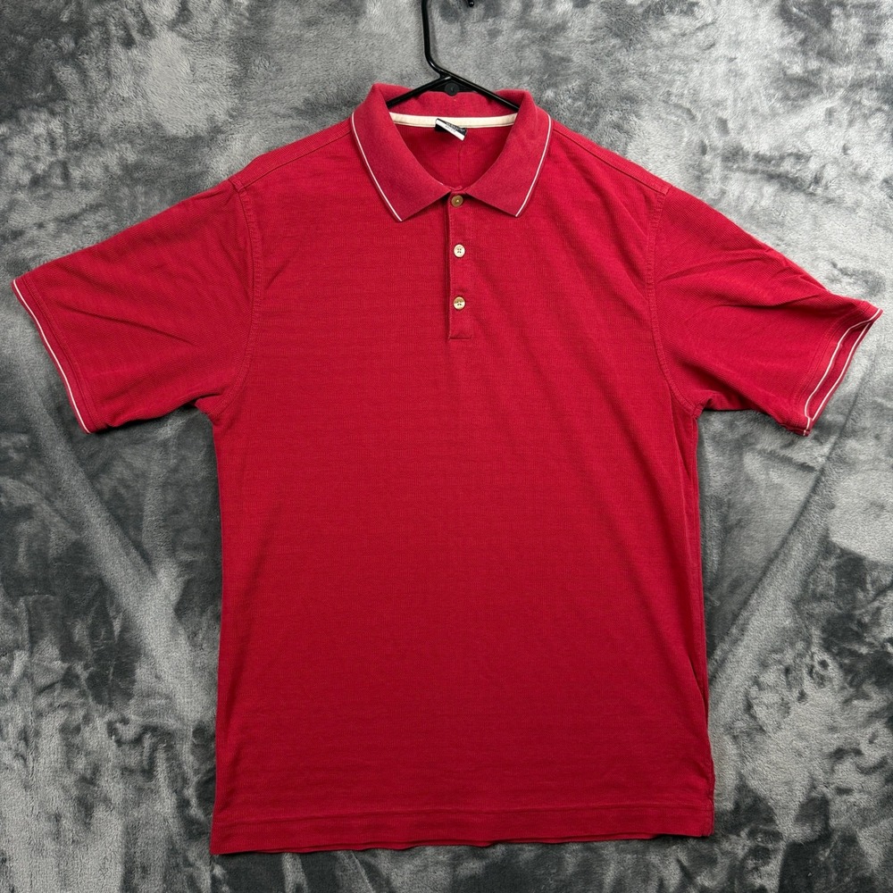 Nike Golf Polo Shirt Mens Medium Red Dri-FIT Short Sleeve Textured Tipping